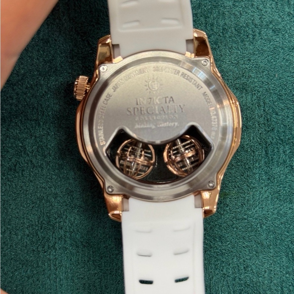 Invicta White and Rose Gold Skeleton Watch quarts mens - Picture 7 of 7